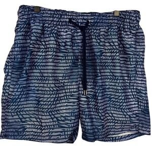 IKE by Ike‎ Behar Swimsuit Trunks Mens Sz M Blue Floral Drawstring Mesh Tropical
